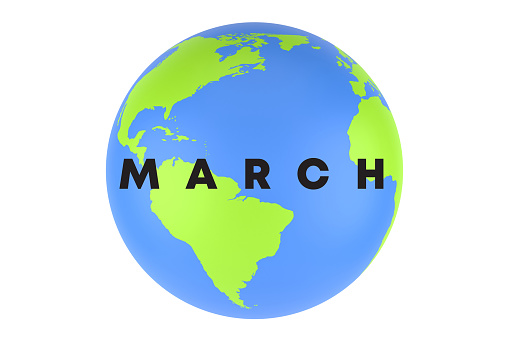 Globe Planet Earth And March On White Background”