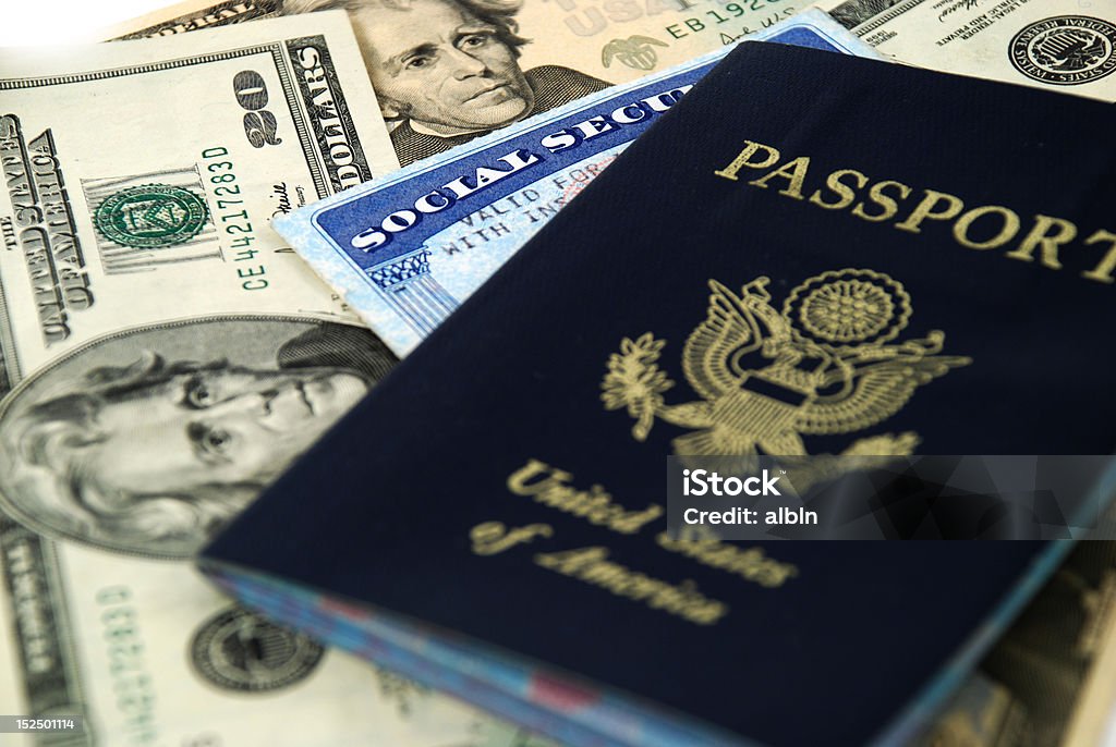 La sécurité sociale et passeport - Photo de Bleu libre de droits