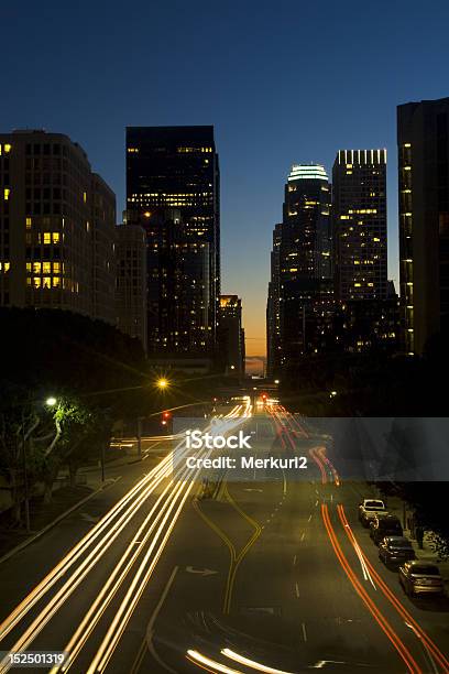 Los Angeles Skyline Bei Nacht Stockfoto und mehr Bilder von Architektur - Architektur, Bankenviertel, Blau