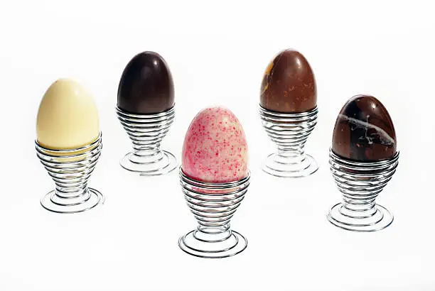 Easter chocolate eggs image isolated with area for text