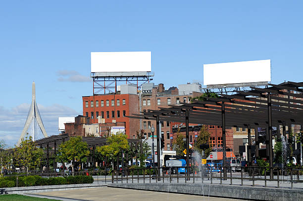 Large Billboards and Cityscape stock photo
