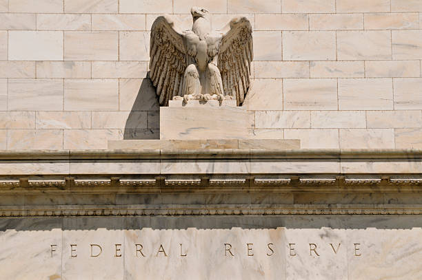 Federal reserve building eagle statue stock photo