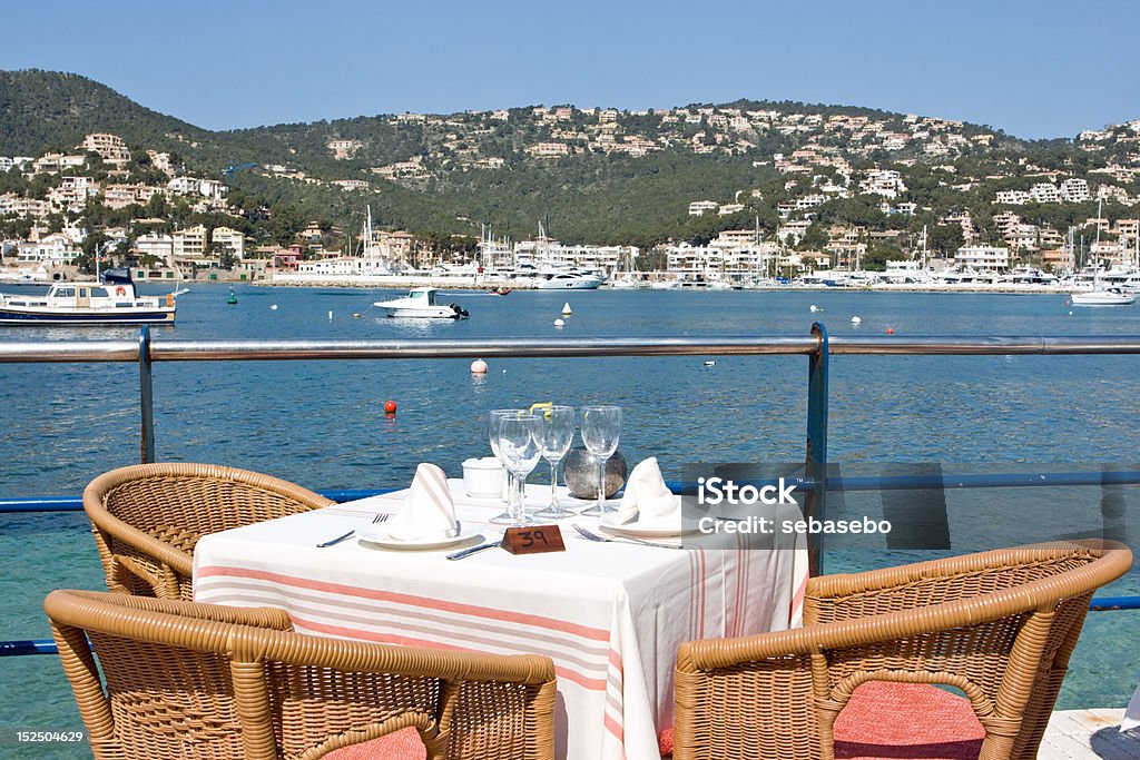 Dining Restaurant with a panoramic bay view Blue Stock Photo