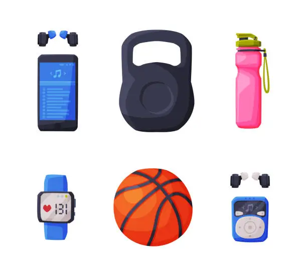 Vector illustration of Sport Equipment and Gear for Workout and Training Vector Set