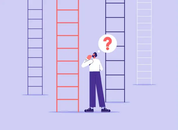 Vector illustration of Choices career growth or ladder to get success concept