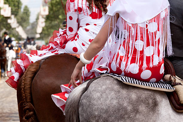 фламенко платья на лошади - seville andalusia spain pattern стоковые фото и изображения
