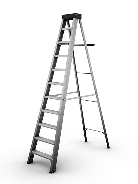Metal ladder on a white background stock photo