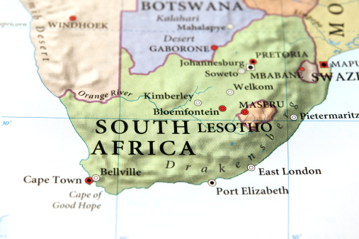 Close-up of South Africa, home of the Soccer World Cup 2010