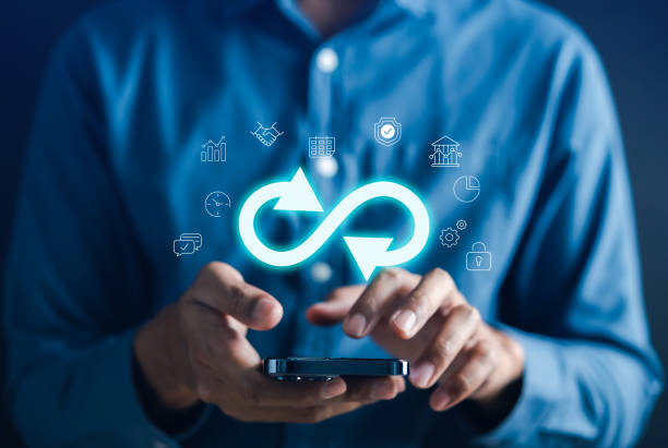 istock Infinity symbol with technology global marketing online in business connection network economy strategy of investment, banking and financial data exchange for business growth. 1525073103