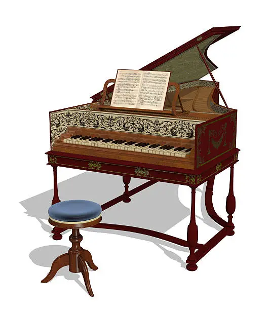 A Flemish harpsichord in the style of the Ruckers family - 3D render.