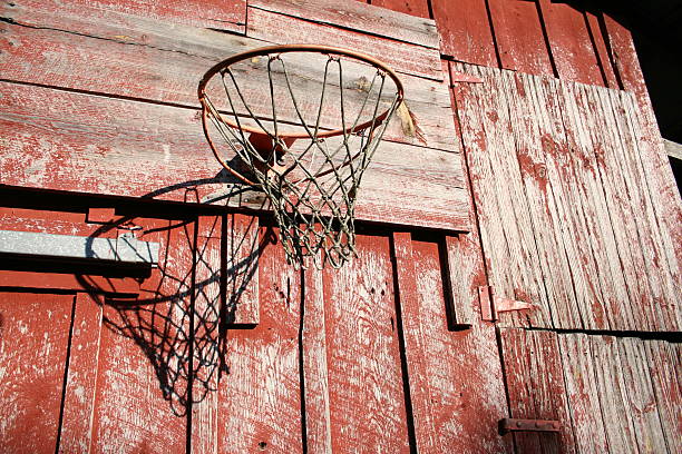 Old basketball goal - rustic setting on the side of old barn