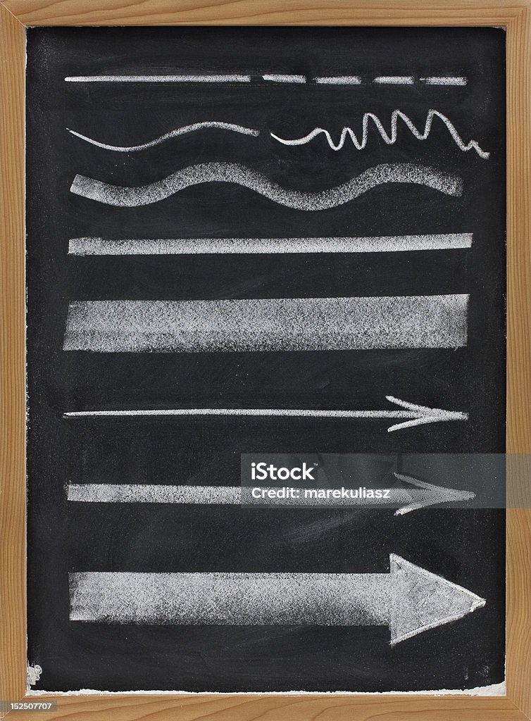 lines and arrows - white chalk on blackboard design elements, lines and arrows with different thickness, white chalk drawing on blackboard Chalk - Art Equipment Stock Photo
