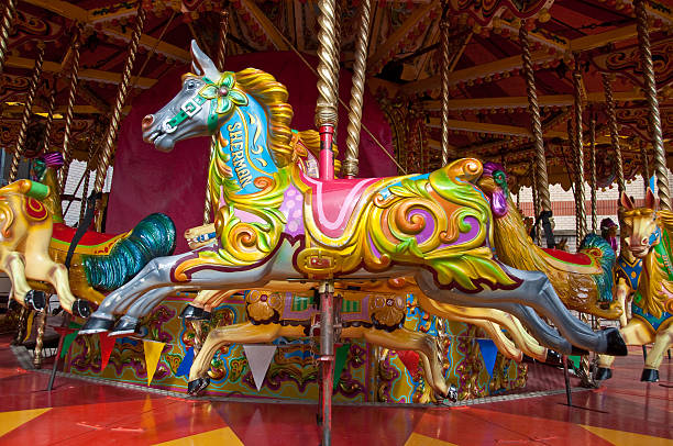 istock Colorful leaping merry-go-round horse 152507734