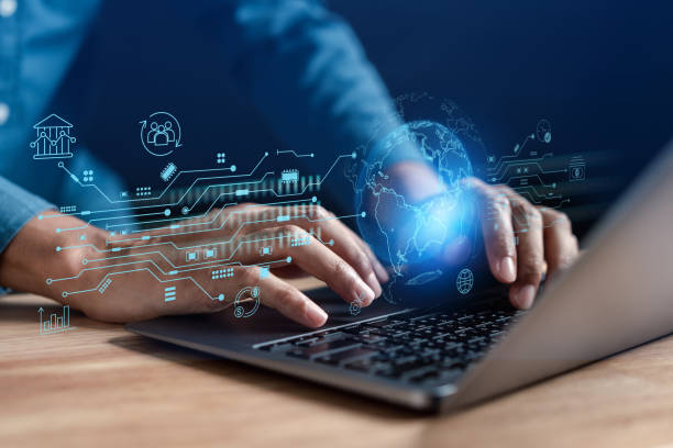 istock Man hands with Web 3.0 Technology in the digital tech future, 3.0 Technology global network, Blockchain and crypto currency Global Futuristic, website internet development on data. 1525080428