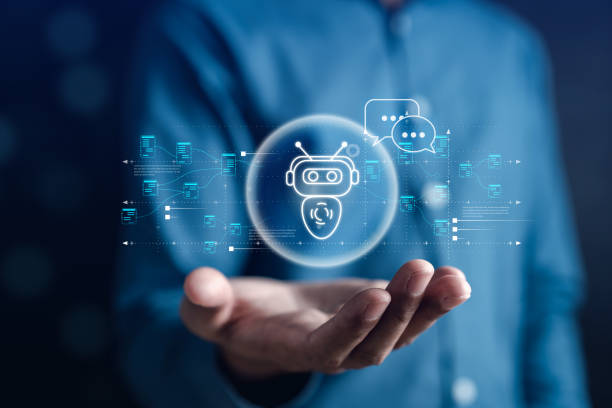 istock Businessman using ai technology. chat bot with AI Artificial Intelligence generate. Futuristic technology, robot in online system. Business in future to invest and develop corporate concept. 1525084132