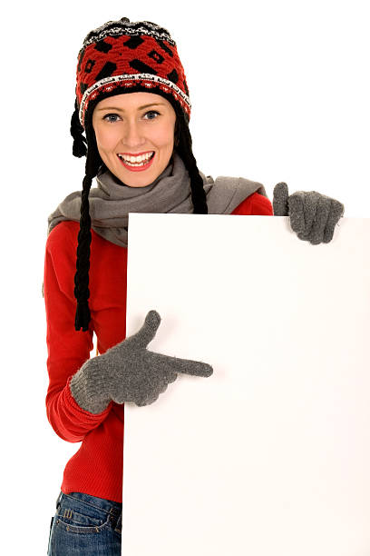 istock Winter girl pointing 152509584