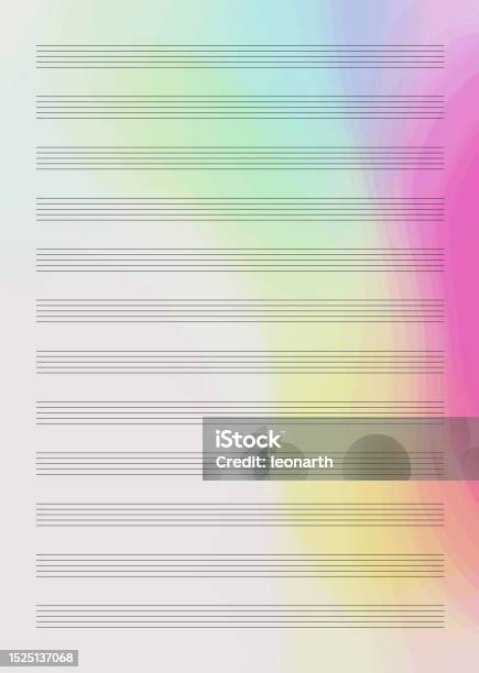 Musical Note Writing Paper Note Paper For Musical Notes Blank Template Colorful Background Stock ...