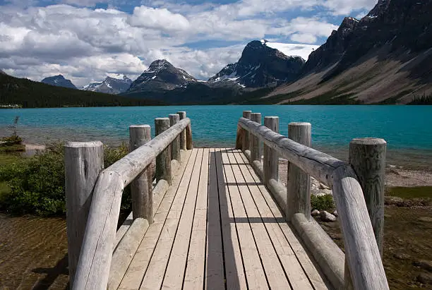 Photo of Wooden Bridge Leading to a Lake
