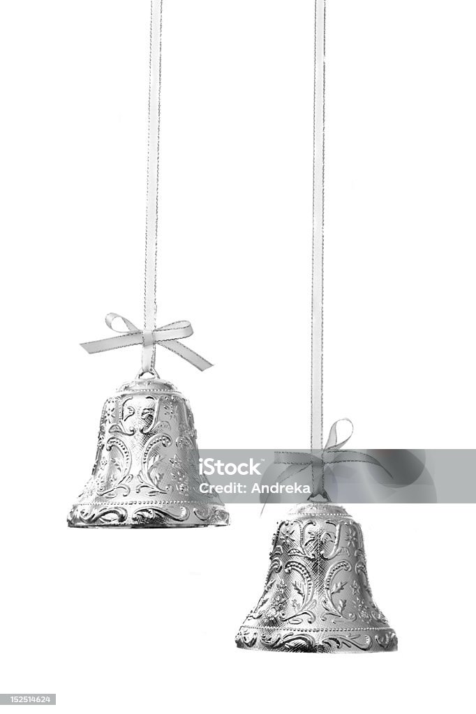 Christmas bells isolated on white Silver - Metal Stock Photo