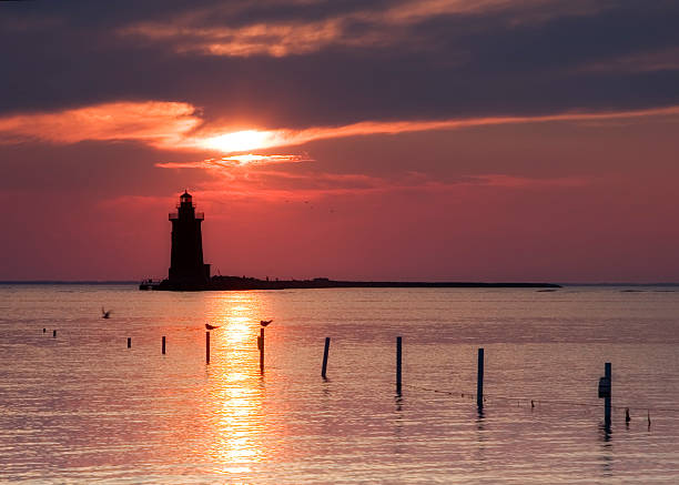 Sunset over the sea stock photo