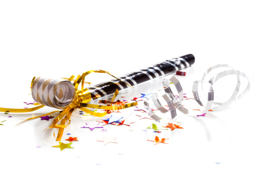 Streamers,noise makers and confetty for a party
