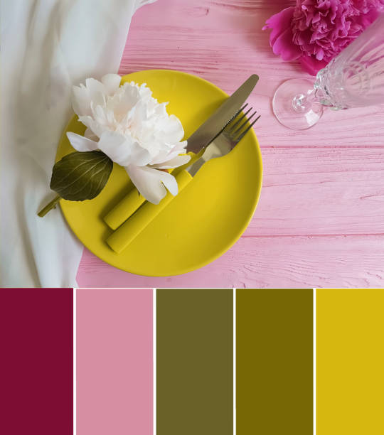 istock Plate with peony flower, palette 1525152719