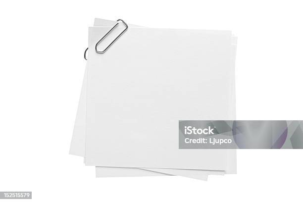 Nota Em Brancopapel E Clipe De Papel - Fotografias de stock e mais imagens de Branco - Branco, Clip para Papel, Documento