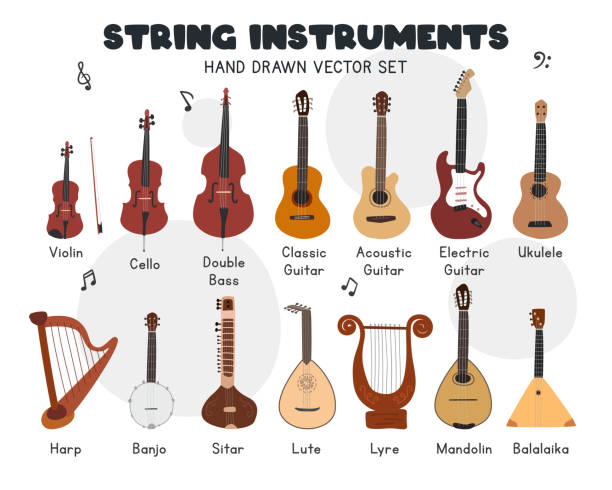 450+ Stringed Musical Instrument Stock Illustrations, Royalty-Free