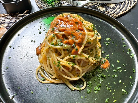 Spaghetti with sea urchin, Sicily, Italy