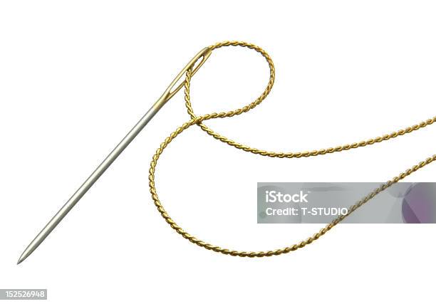 Needle Und Goldenem Faden Stockfoto und mehr Bilder von Faden - Faden, Nadel - Kurzwaren, Gold - Edelmetall