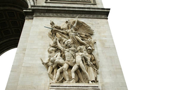 Arc de Triomphe (carved on white background), Paris, France. The walls of the arch are engraved with the names of 128 battles and names of 660 French military leaders (in French) Arc de Triomphe (carved on white background), Paris, France. The walls of the arch are engraved with the names of 128 battles and names of 660 French military leaders (in French) names of marbles stock pictures, royalty-free photos & images