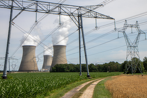 nuclear power plant with a high voltage power line