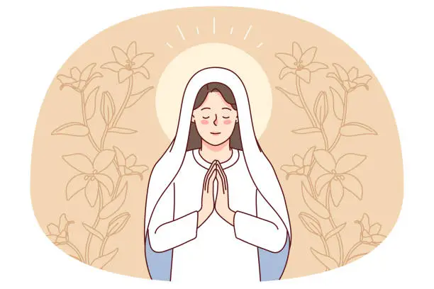 Vector illustration of Virgin Mary praying