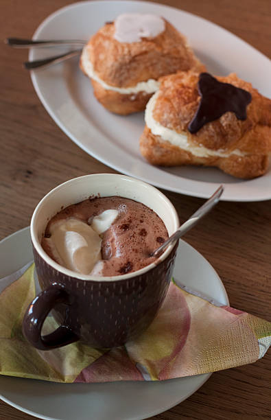 istock Hot Chocolate with Whipped cream and Shrovetide buns 152535646