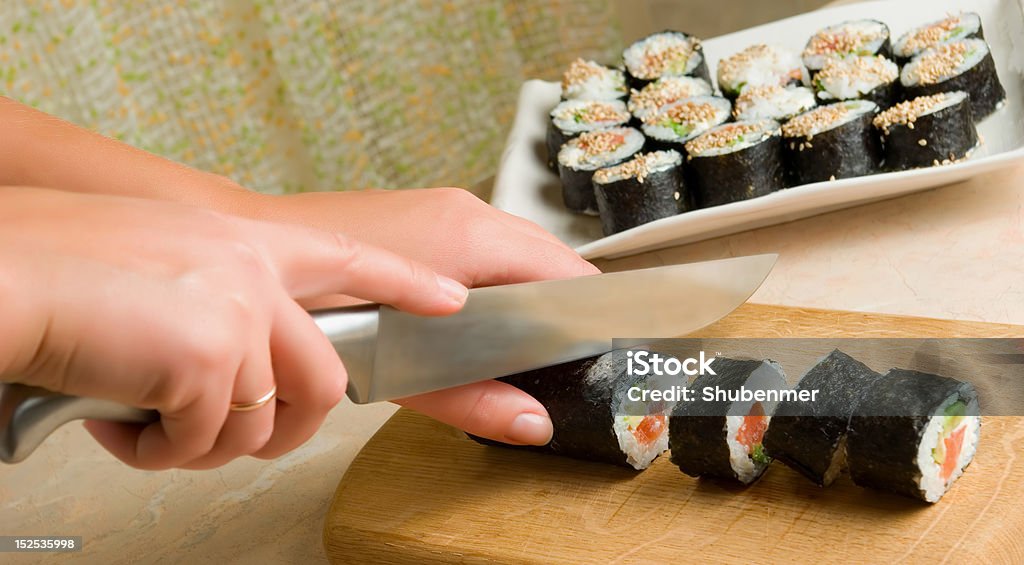 Sushi-Zubereitung - Lizenzfrei In einer Reihe Stock-Foto