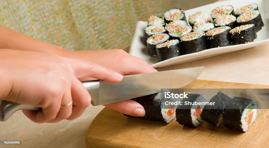 Preparação de Sushi - Foto de stock de Faca de Cozinha royalty-free