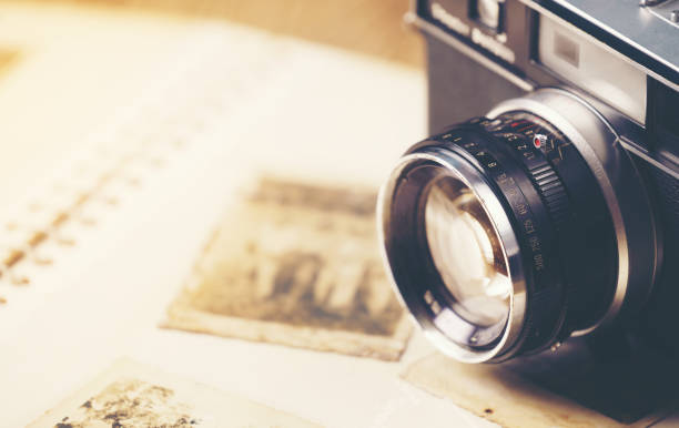 istock retro camera on the background of old photos 1525364722