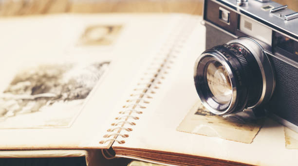 istock retro camera on the background of old photos 1525364811