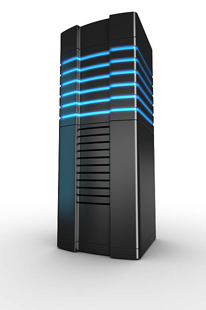 rack de servidor em fundo branco - network server computer tower rack imagens e fotografias de stock