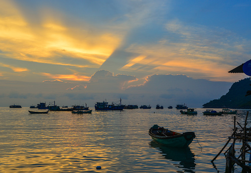 Sunset on the beautiful sea of Tho Chau Island, Vietnam.