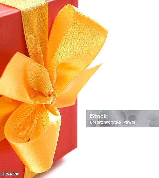 Golden Ribbon Stock Photo - Download Image Now - Birthday, Birthday Present, Box - Container