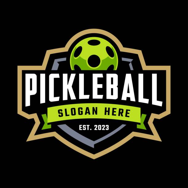 pickleball vector template logo design - pickleball stock illustrations
