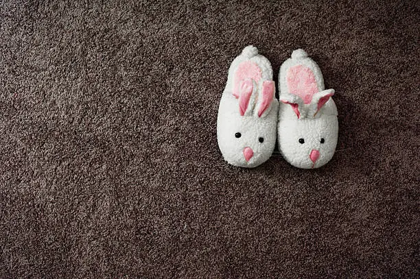 pair of bunny slippers on rug