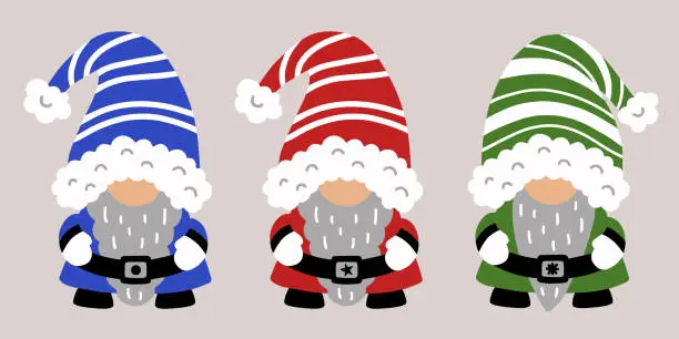 Vector illustration of Christmas gnomes vector illustration set