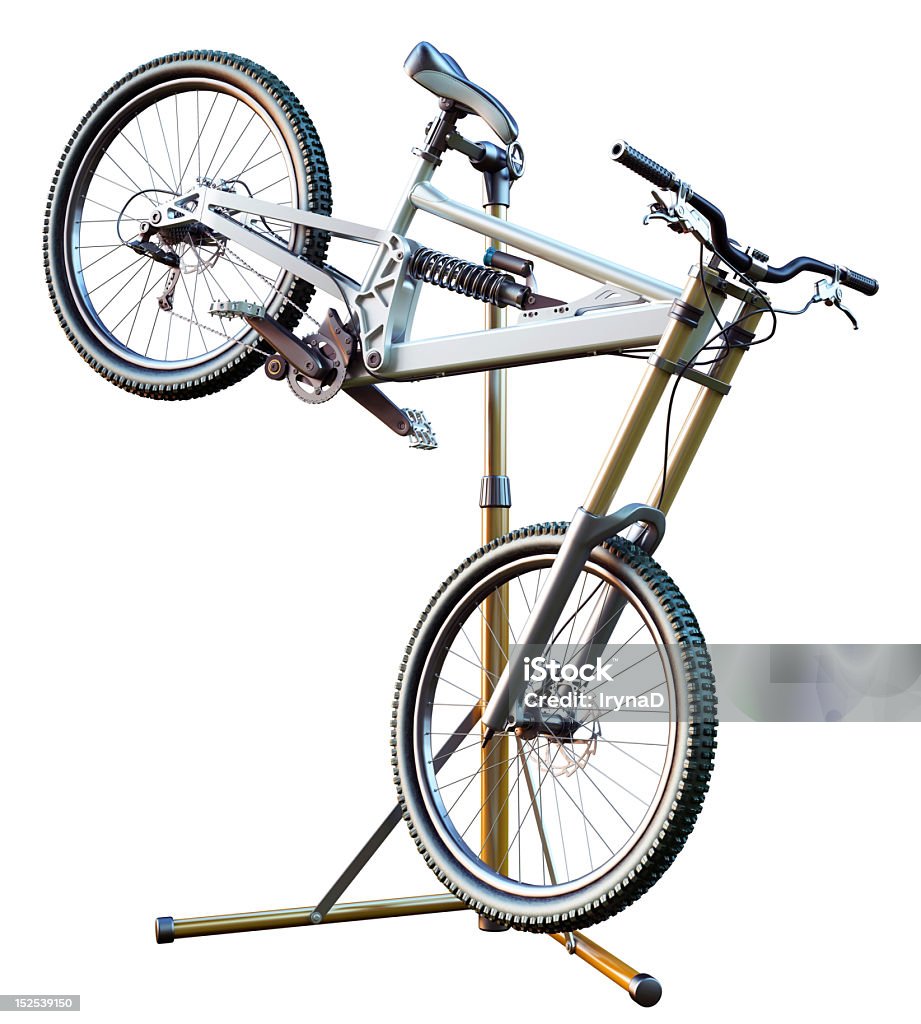 Vélo de descente sur le stand - Photo de Atelier d'artisan libre de droits
