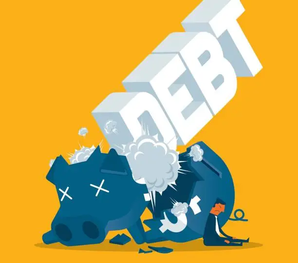 Vector illustration of Debt - Piggy Bank