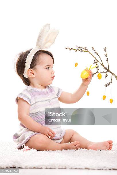 Little Bunny Girl Stock Photo - Download Image Now - Baby - Human Age, Easter, White Background
