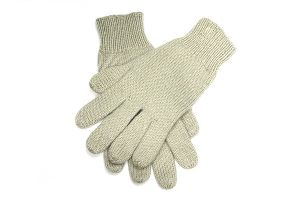 Beige Woolen Gloves stock photo