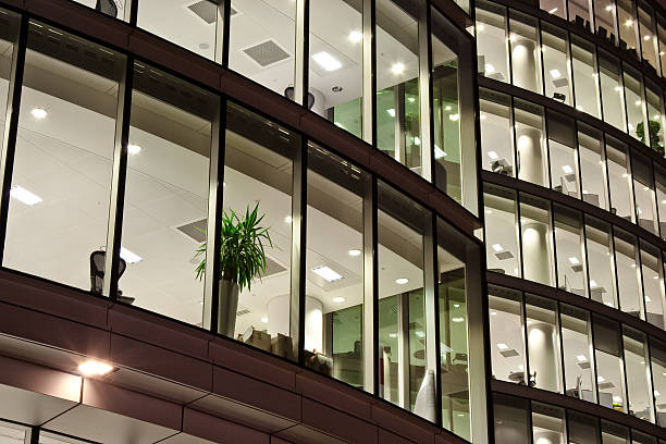 modern office block  at night stock photo