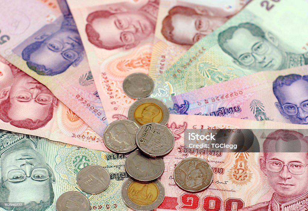 Thai Monet Thai Baht notes and coins Coin Stock Photo